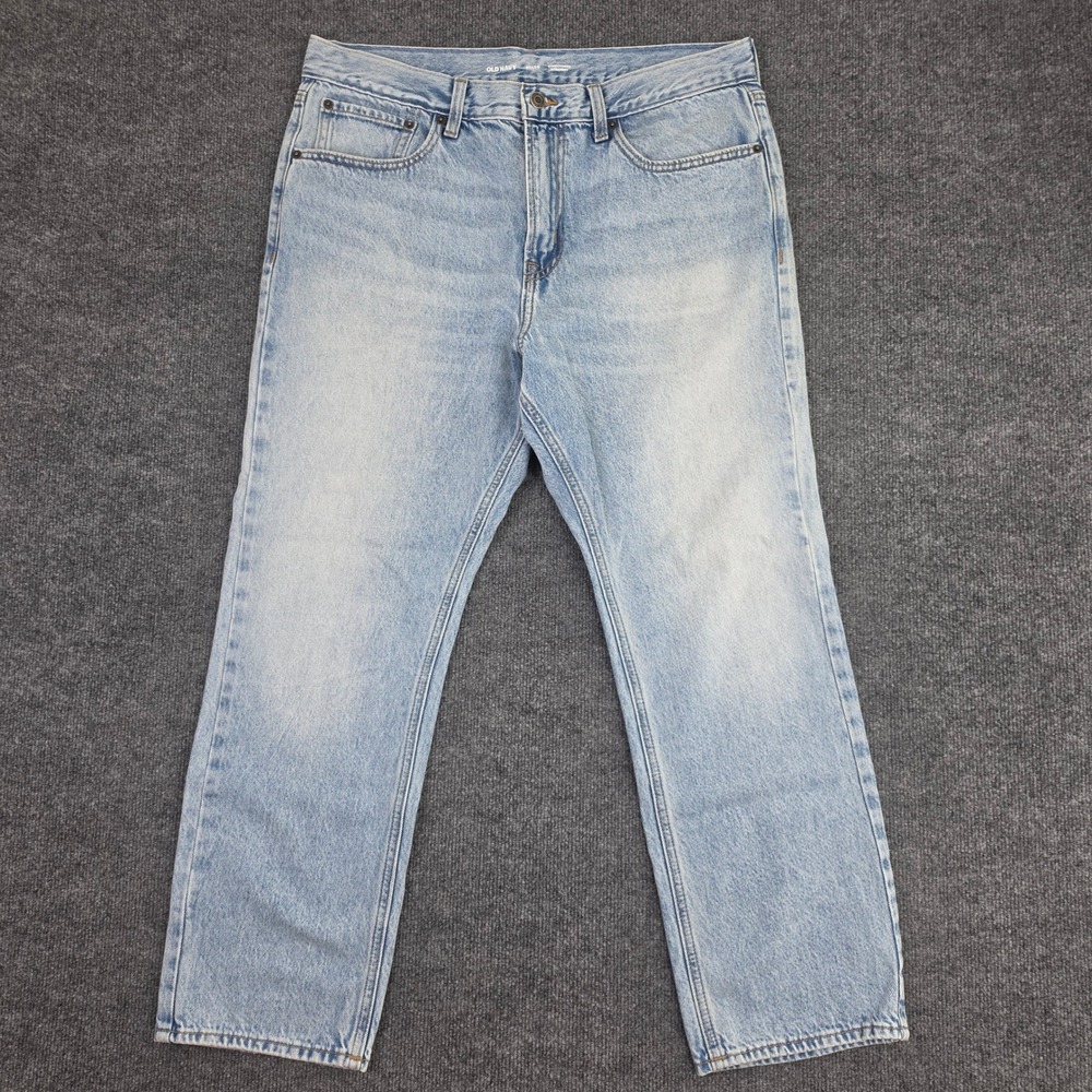 Old Navy Structured Straight Jeans Men's 36x30 Light Wash Blue Denim Cotton
